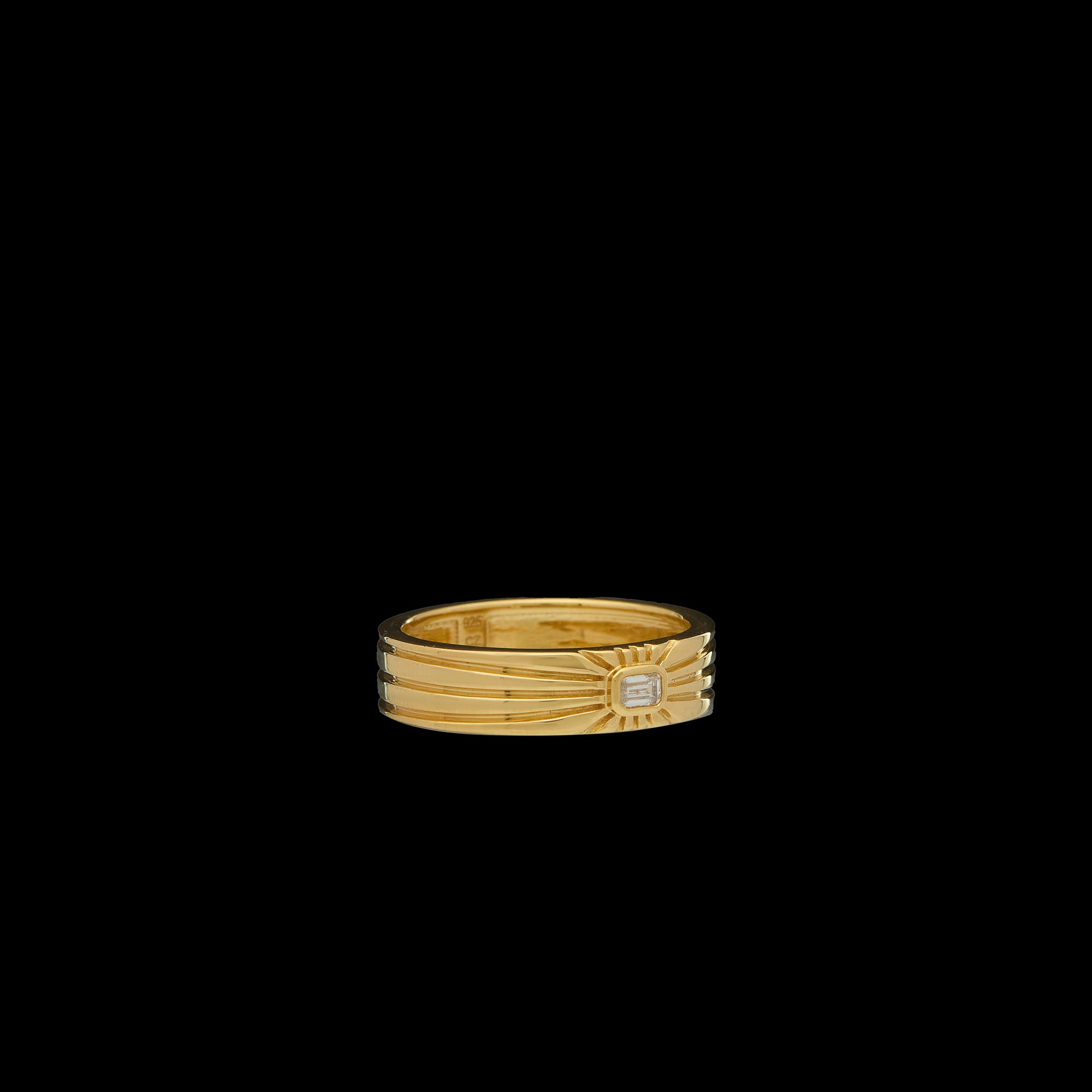Ray of Light Ring -Gold Cigar Band - Small