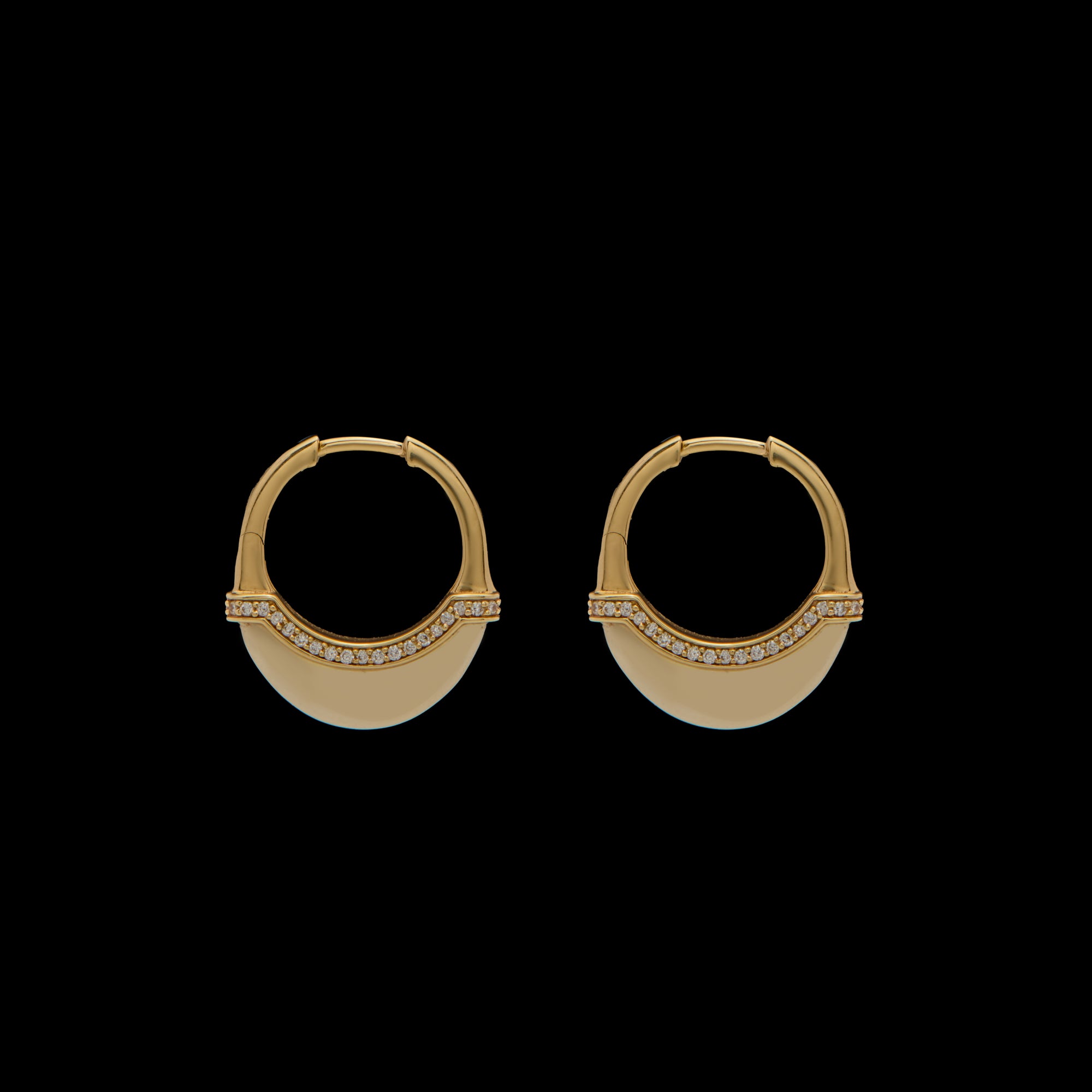 Luna Small Hoops - Gold with Diamond Pave Detail