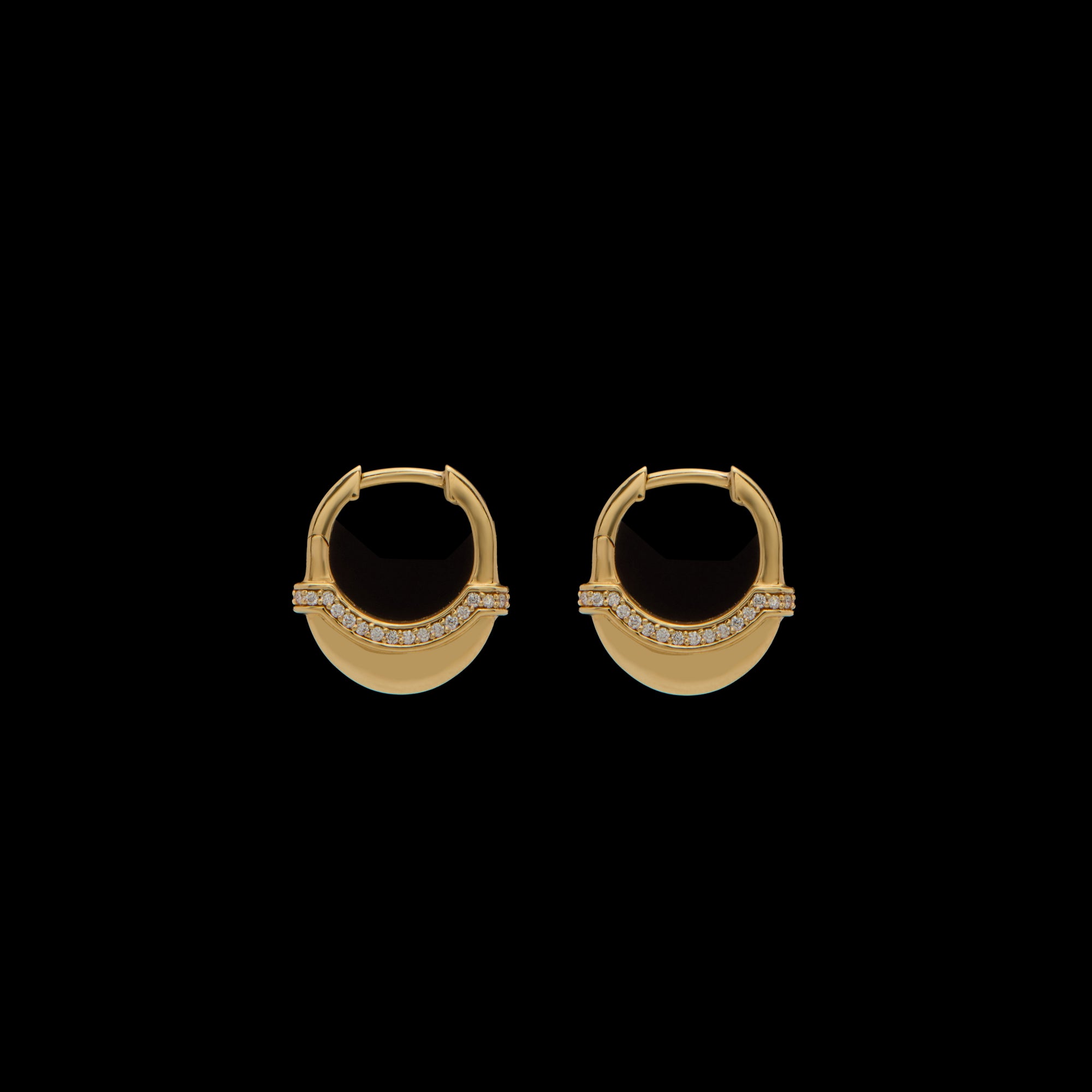 Luna X-Small Hoops - Gold with Diamond Pave Detail
