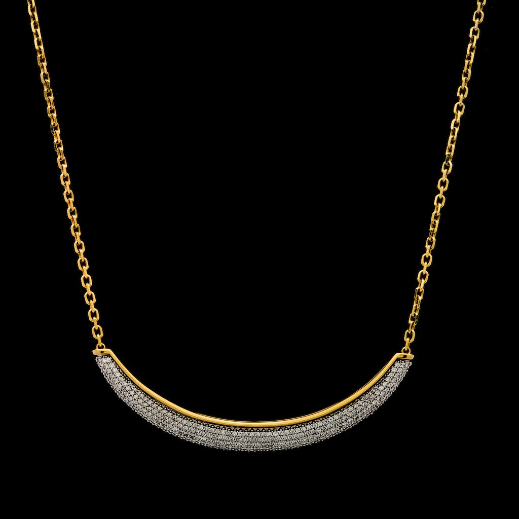 Luna Necklace - Gold &amp; White Diamond Pave