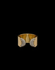 Doppia Luna Ring - Gold Diamond Pave