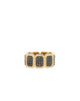 Ray of Light - Gold Quatrum Wide Band - Black  Diamond Pave