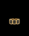 Ray of Light - Gold Quatrum Wide Band - Black  Diamond Pave