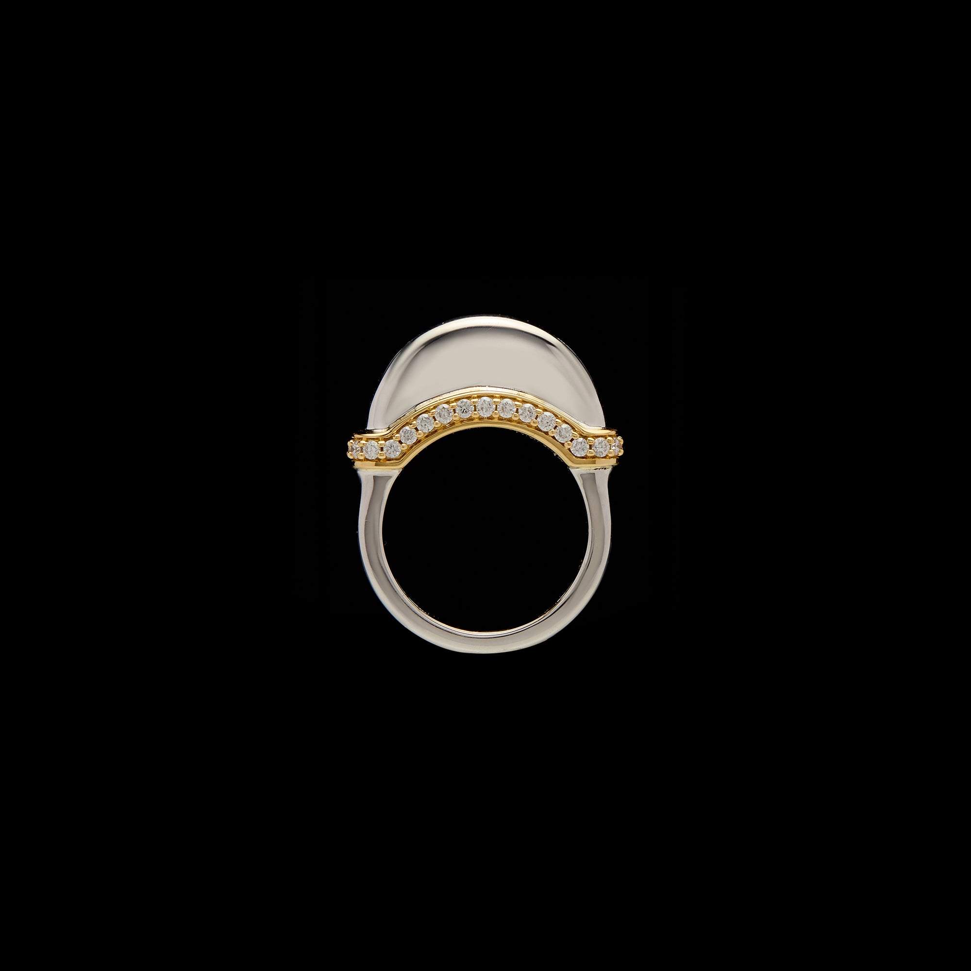 Luna Mini  Ring - Silver/Gold with Diamond Pave Detail