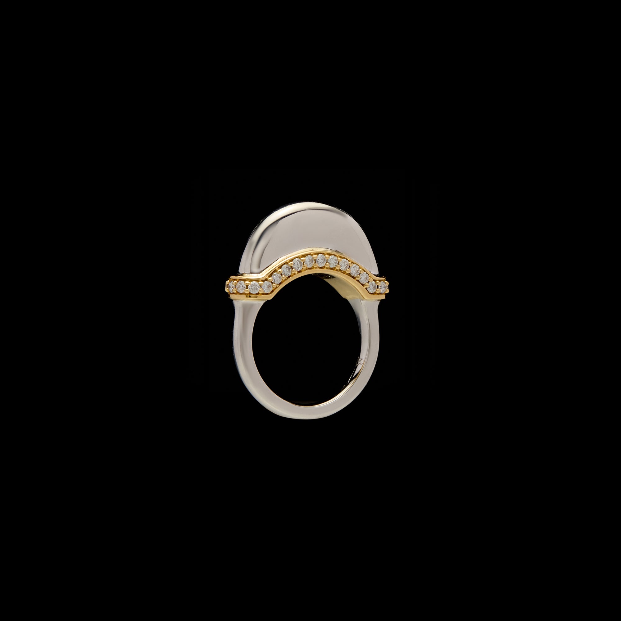 Luna Mini  Ring - Silver/Gold with Diamond Pave Detail
