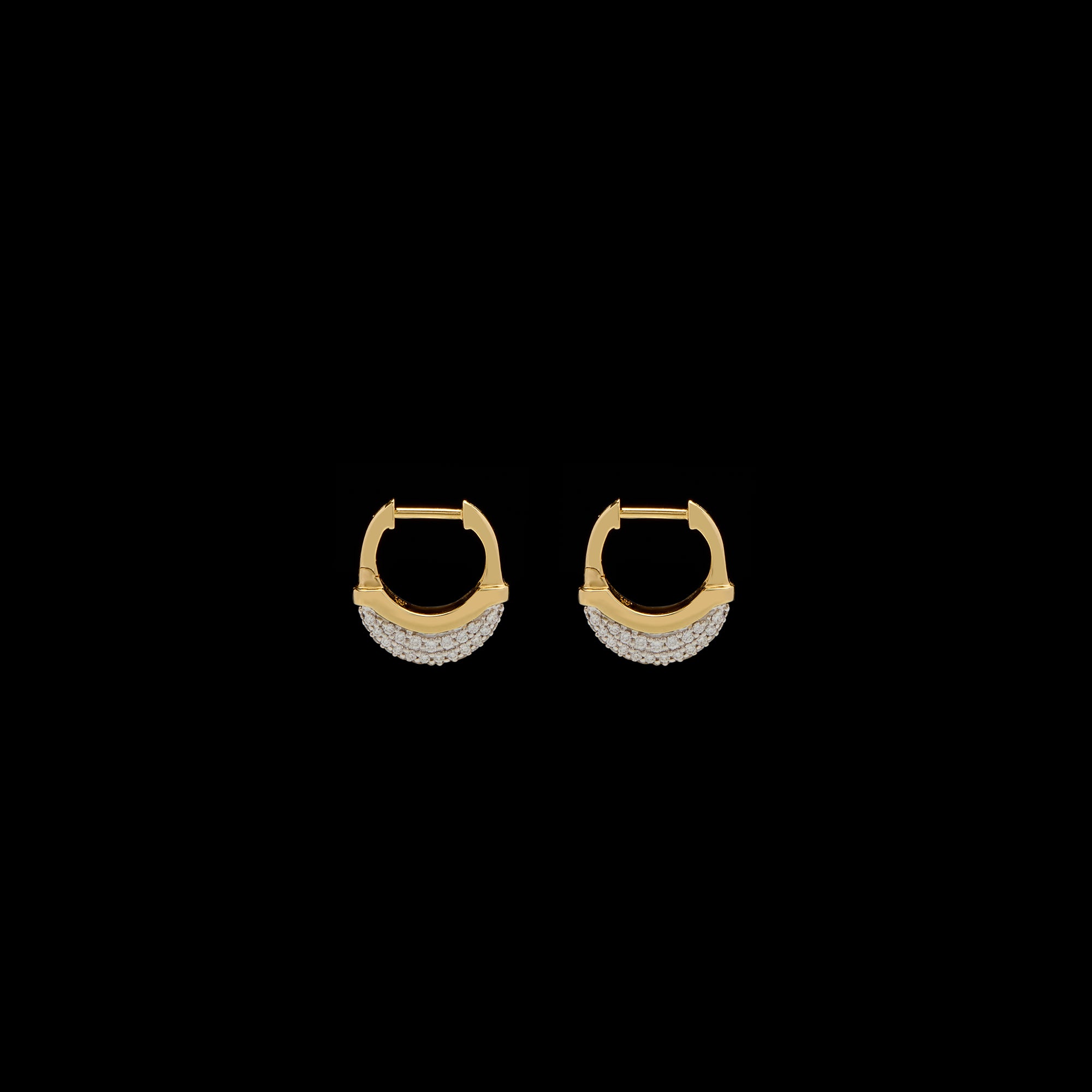 Luna X-Small Hoops - Gold with White Diamond Pave