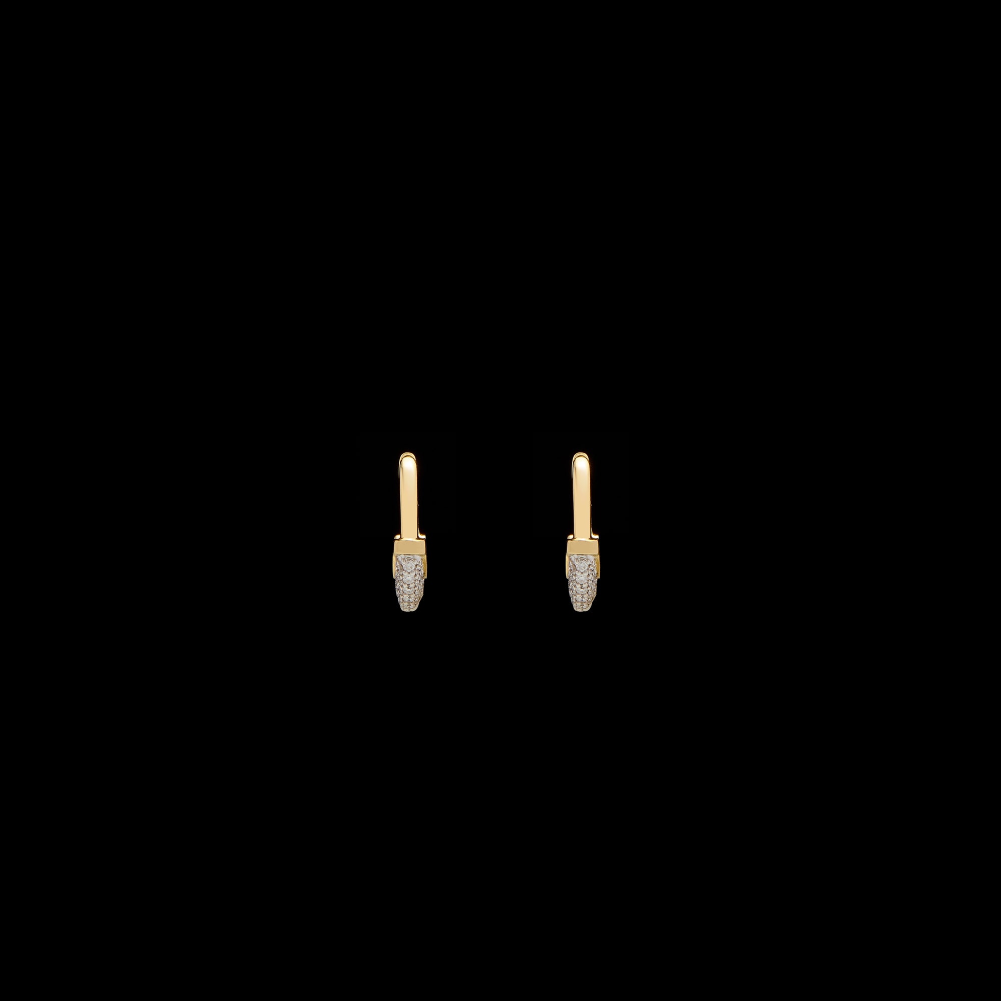 Luna X-Small Hoops - Gold with White Diamond Pave