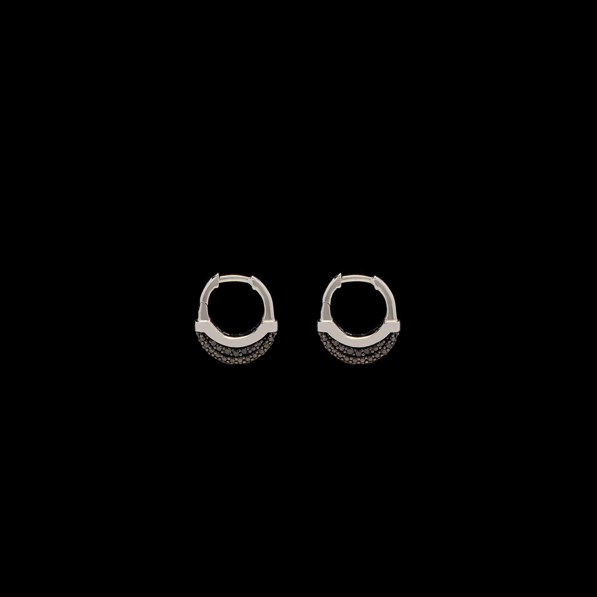 Luna X-Small Hoops - Silver with Black Diamond Pave