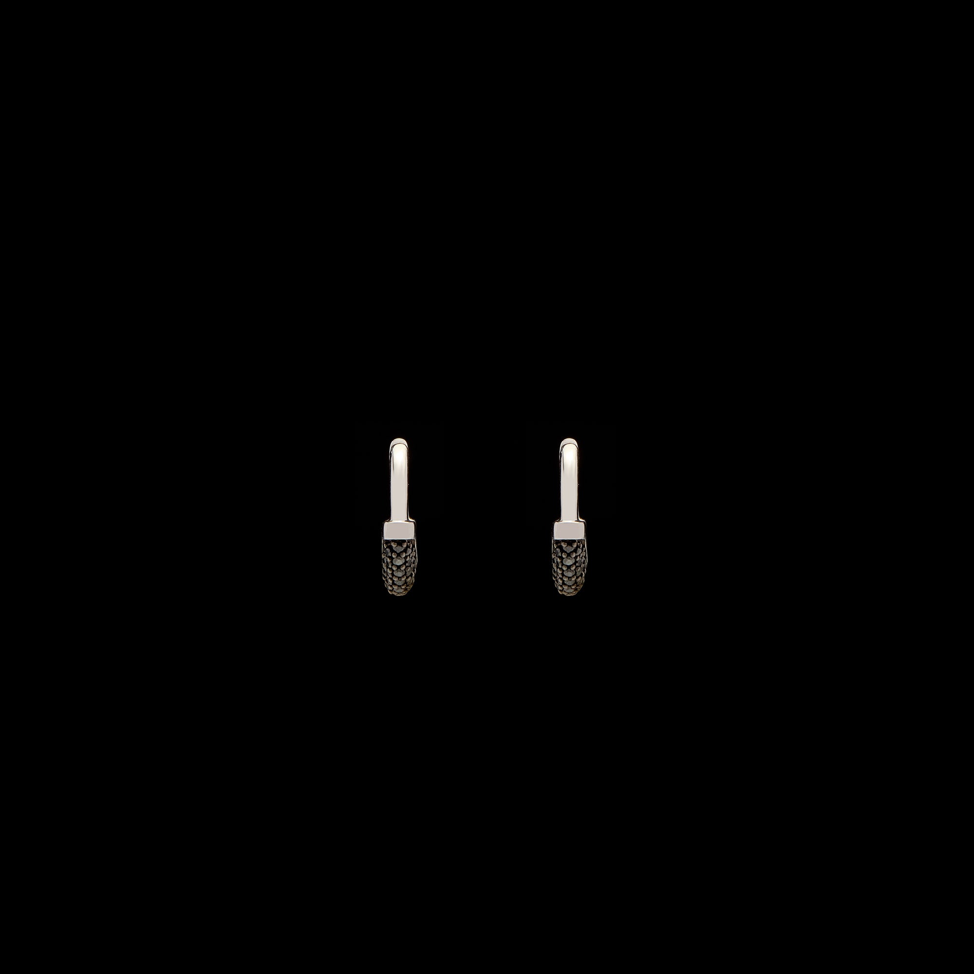 Luna X-Small Hoops - Silver with Black Diamond Pave