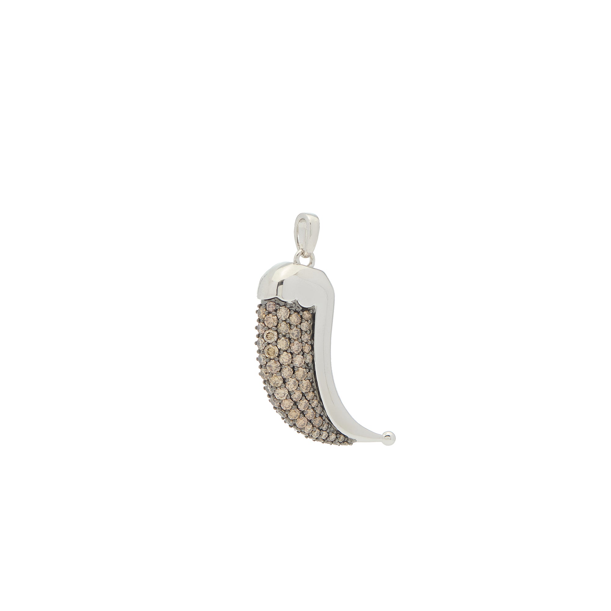 Wyld Dorian Horn - Silver &amp; Brown Pave Diamond