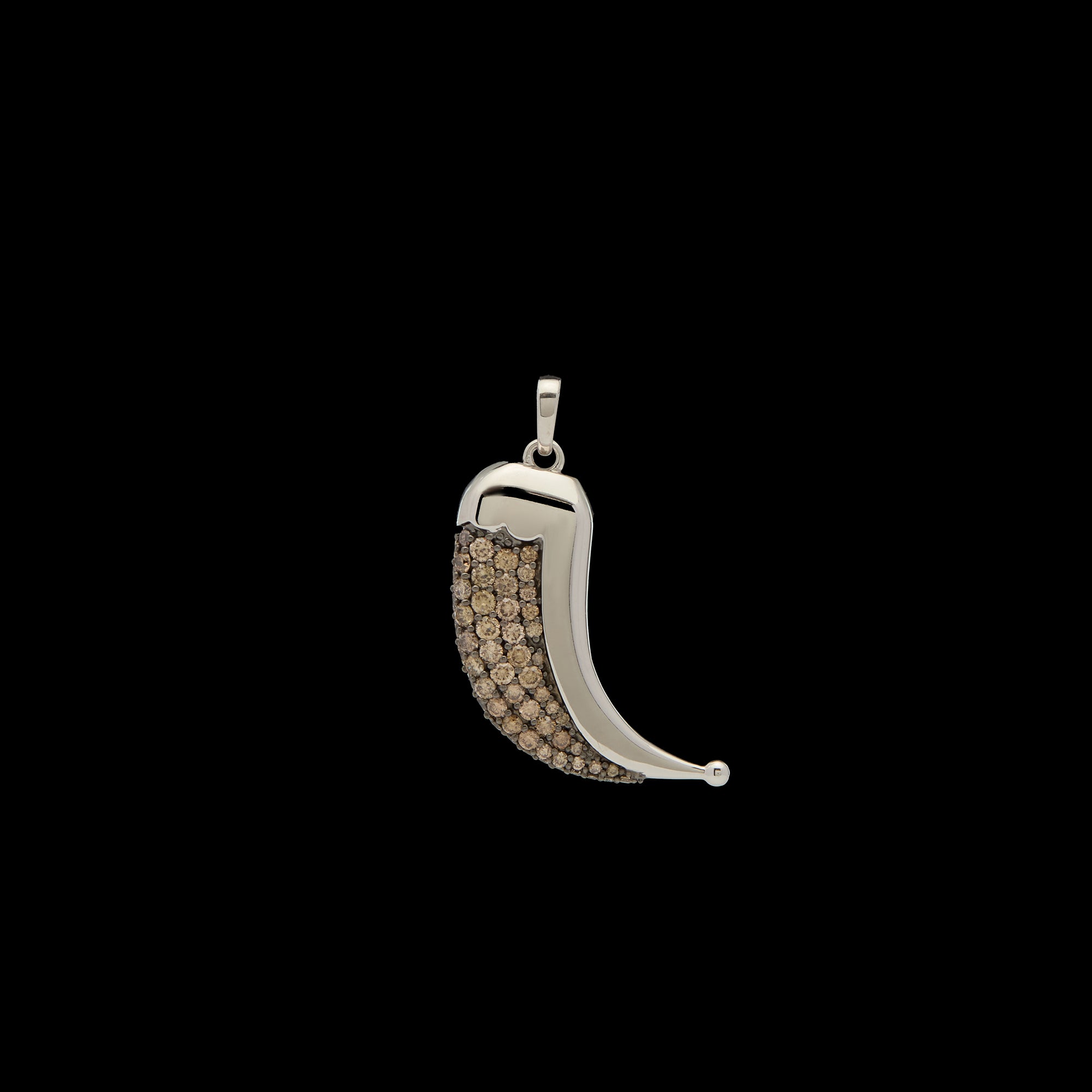 Wyld Dorian Horn - Silver &amp; Brown Pave Diamond