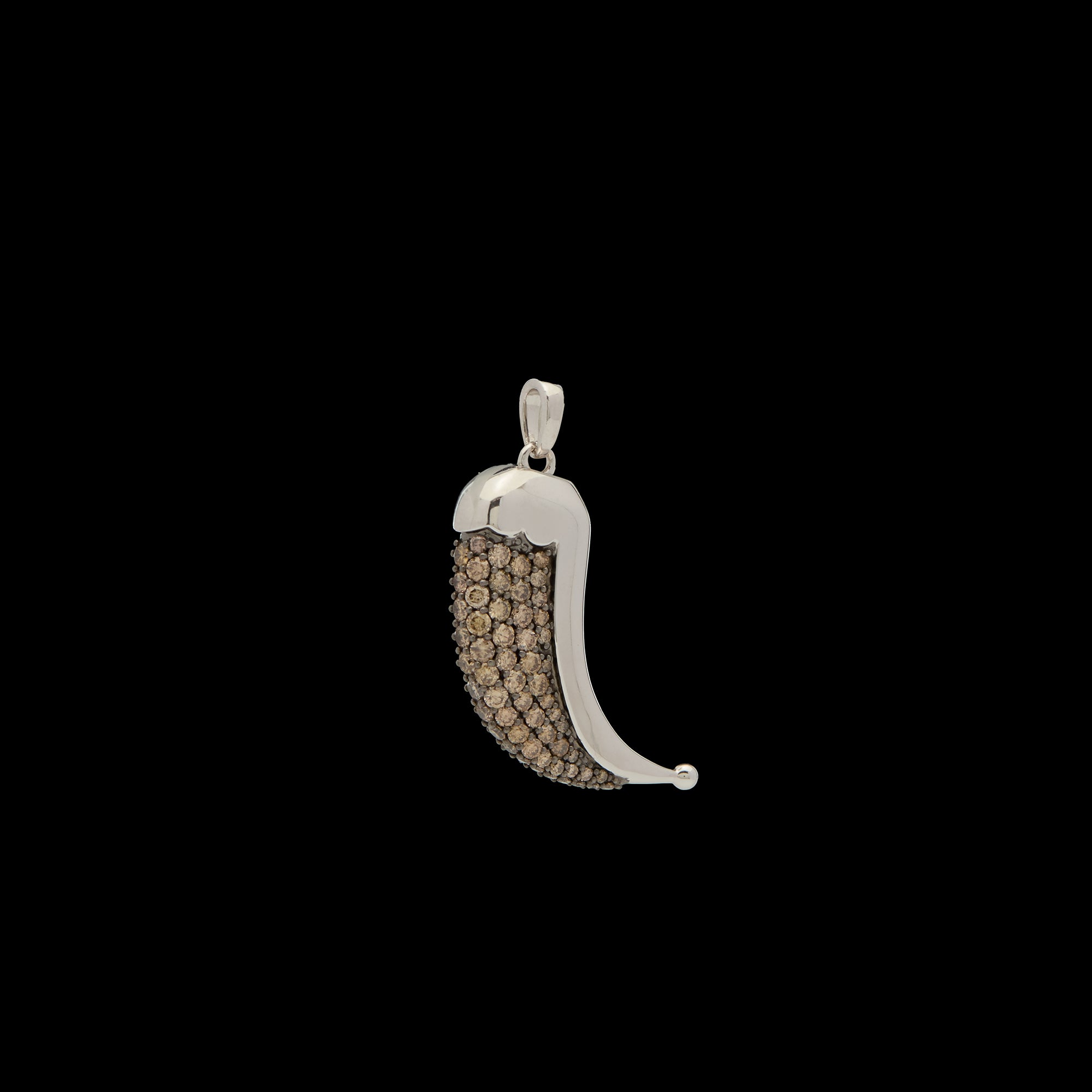 Wyld Dorian Horn - Silver &amp; Brown Pave Diamond