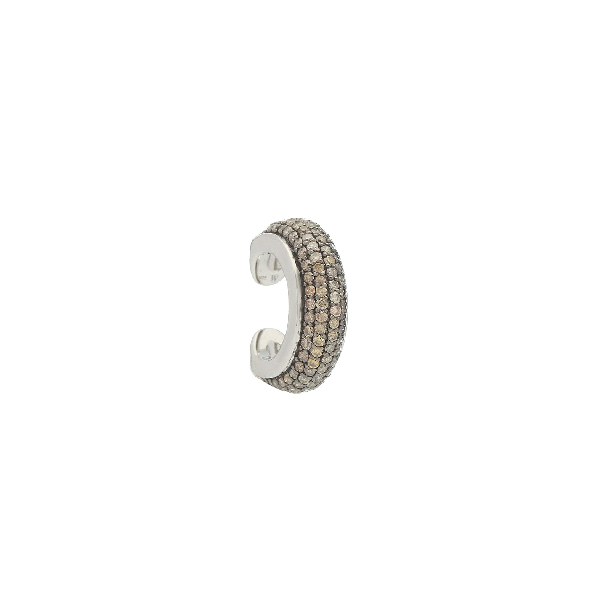 Luna Earcuff - Silver with Brown Diamond Pave
