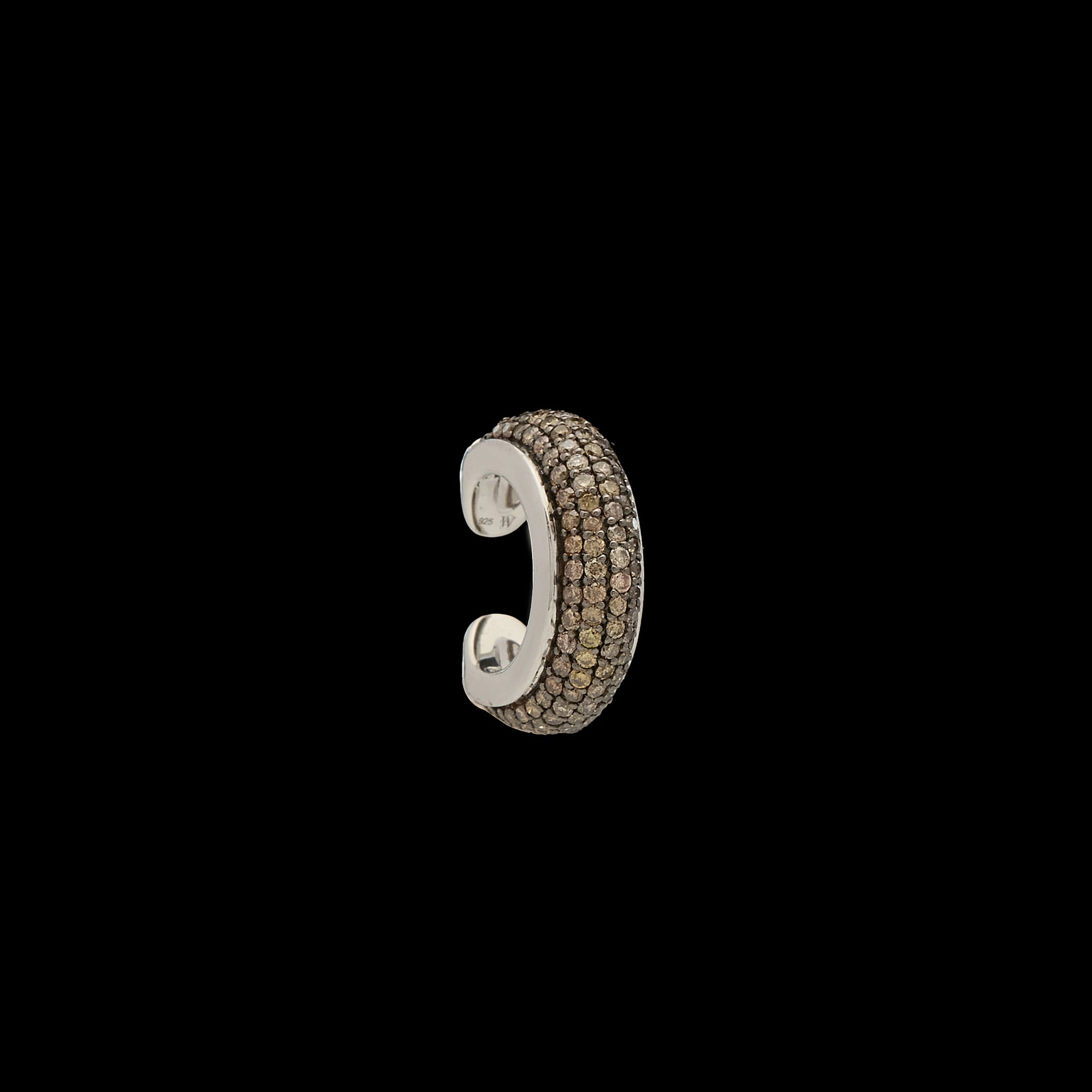 Luna Earcuff - Silver with Brown Diamond Pave
