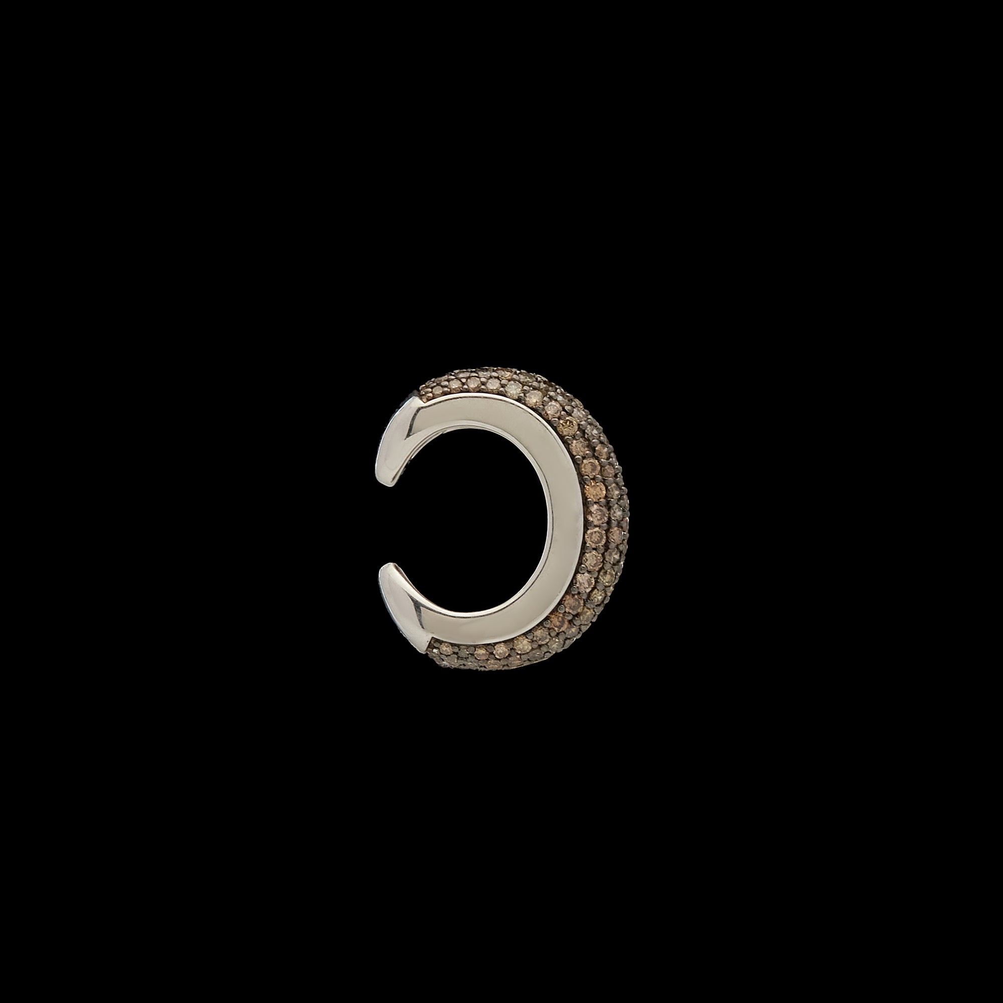 Luna Earcuff - Silver with Brown Diamond Pave