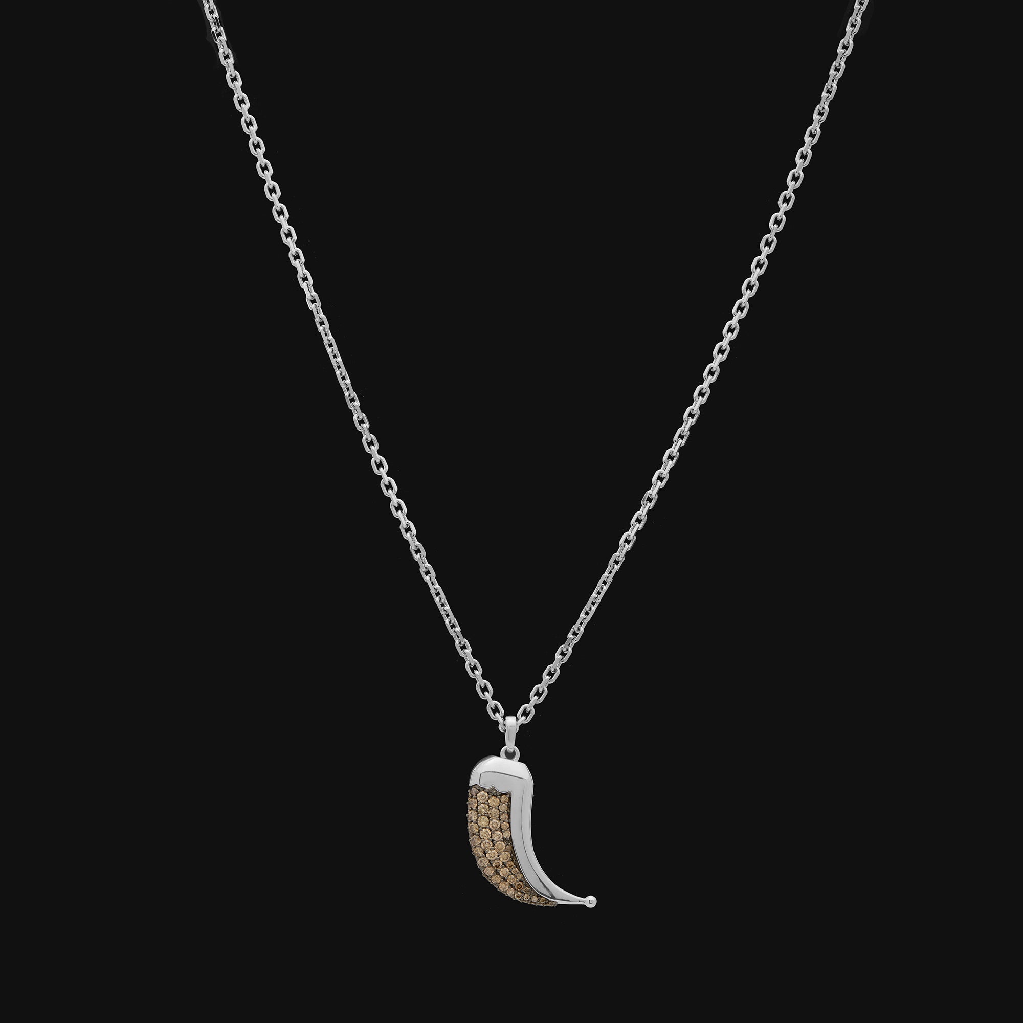 Wyld Dorian Horn - Silver &amp; Brown Pave Diamond