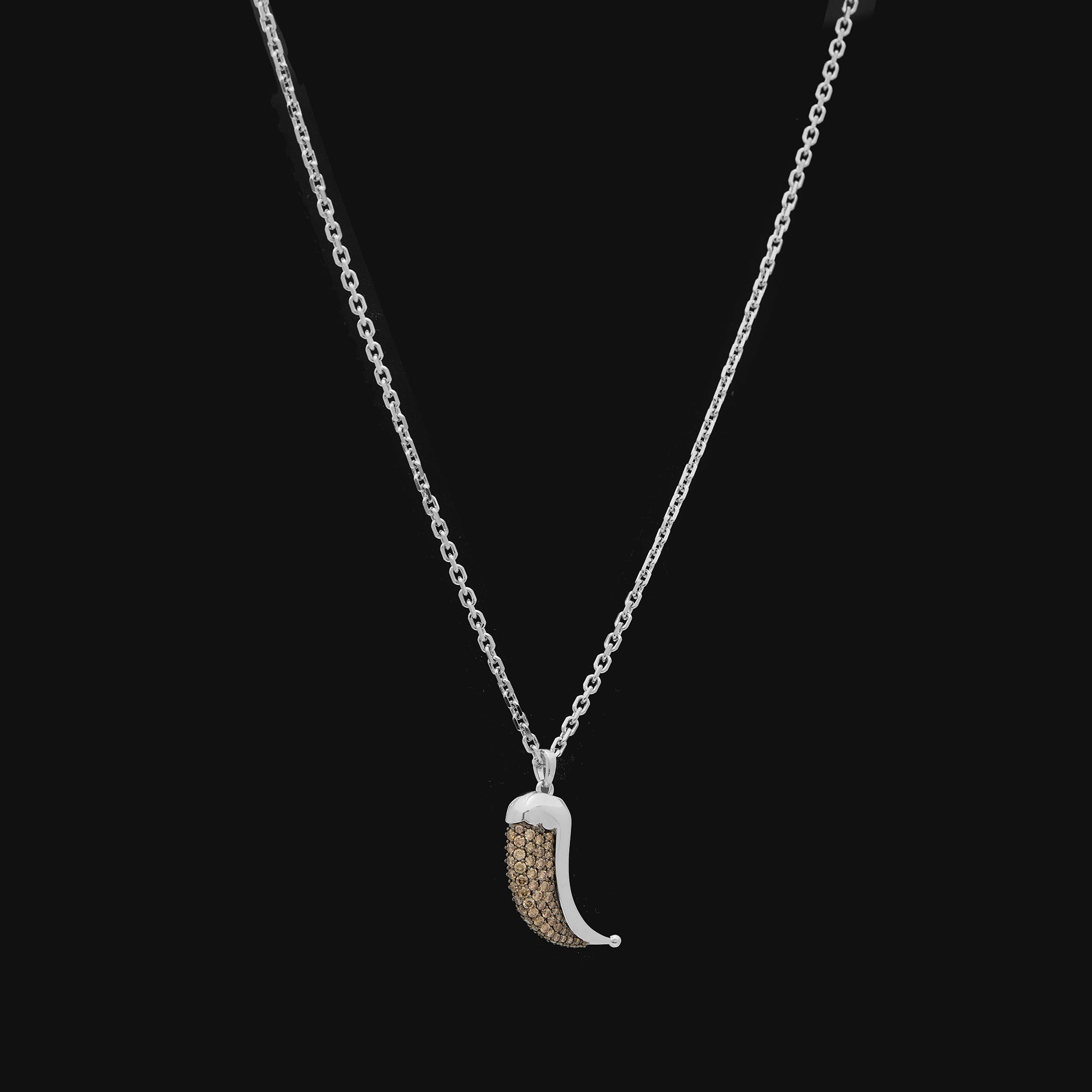 Wyld Dorian Horn - Silver &amp; Brown Pave Diamond