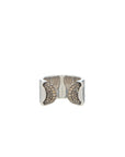 Doppia Luna Ring - Silver with Brown Diamond Pave