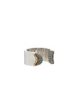 Doppia Luna Ring - Silver/Gold Black Diamond Pave