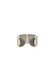 Doppia Luna Ring - Silver/Gold Black Diamond Pave