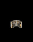 Doppia Luna Ring - Silver/Gold Black Diamond Pave