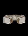 Doppia Luna Wide Cuff - Silver with Brown Diamond Pave