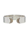 Doppia Luna Wide Cuff - Silver with Brown Diamond Pave