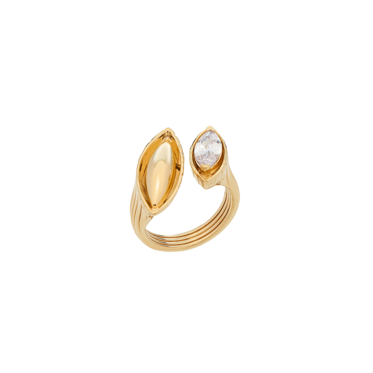 Pietre Double Ring - Large - Gold/White Topaz