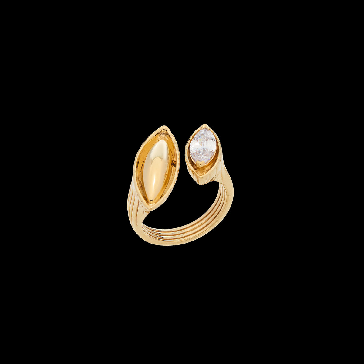 Pietre Double Ring - Large - Gold/White Topaz