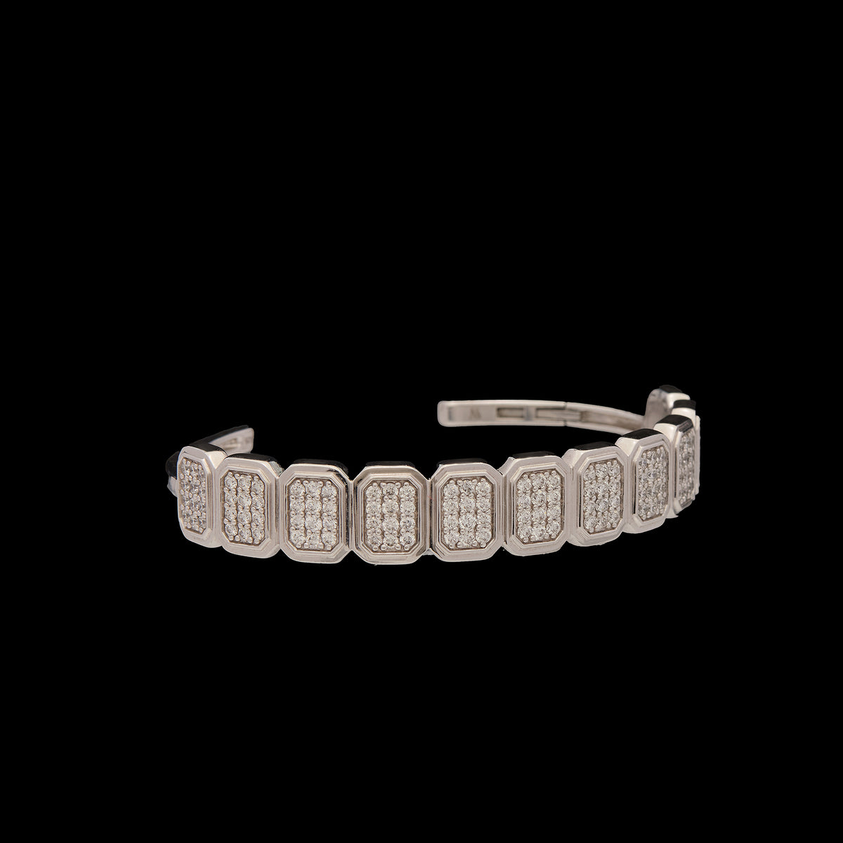 Ray of Light -  Quatrum Cuff  Silver - White Pave Diamonds
