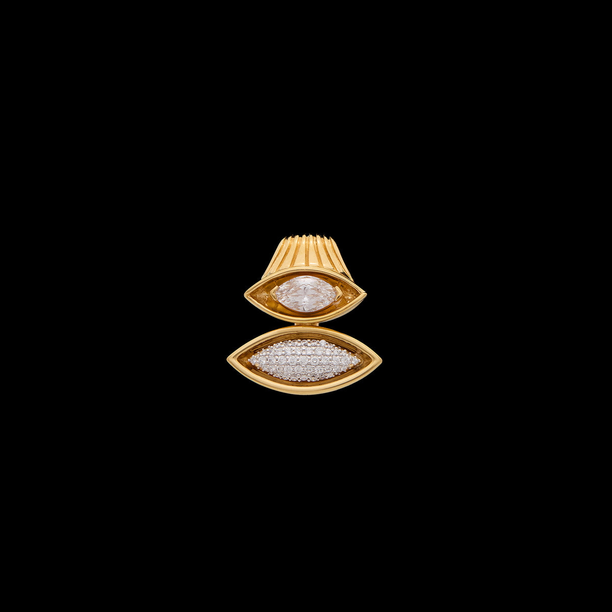 Pietre Double  Pendant - Small Gem/Pave