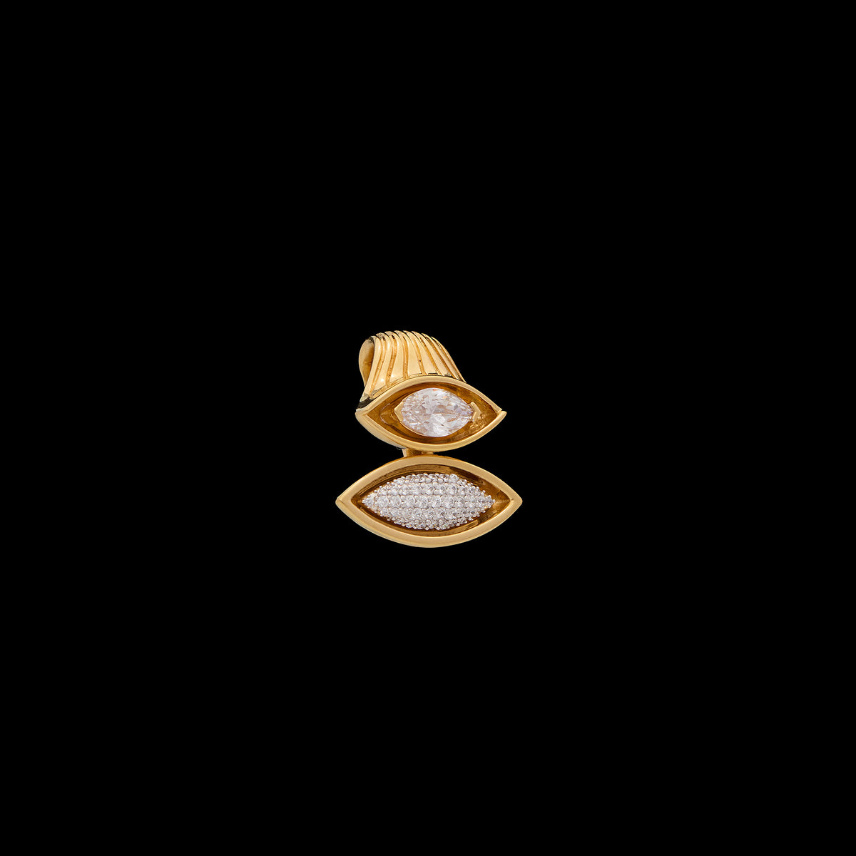 Pietre Double  Pendant - Small Gem/Pave