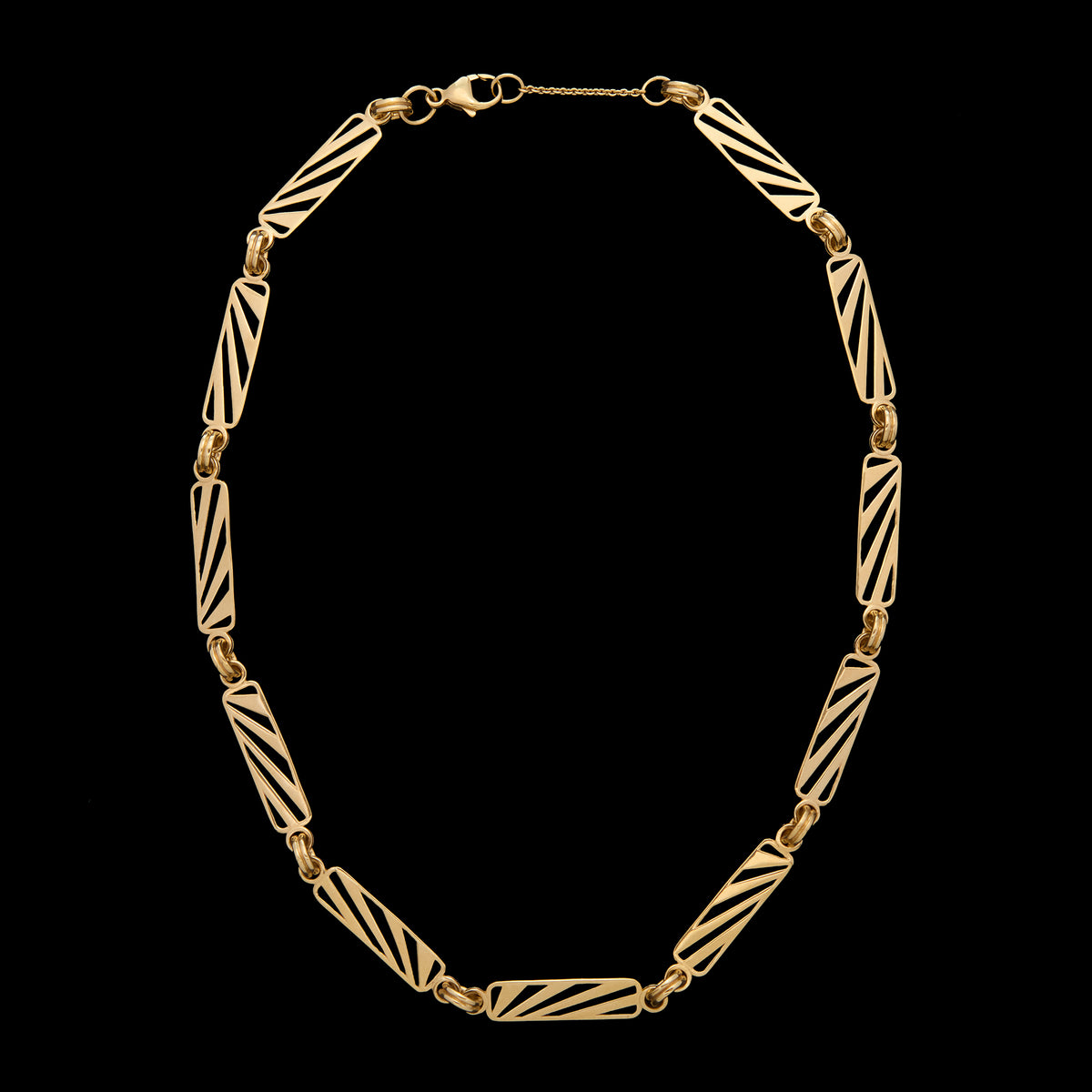 Ray of Light Link Caged  Necklace -Gold