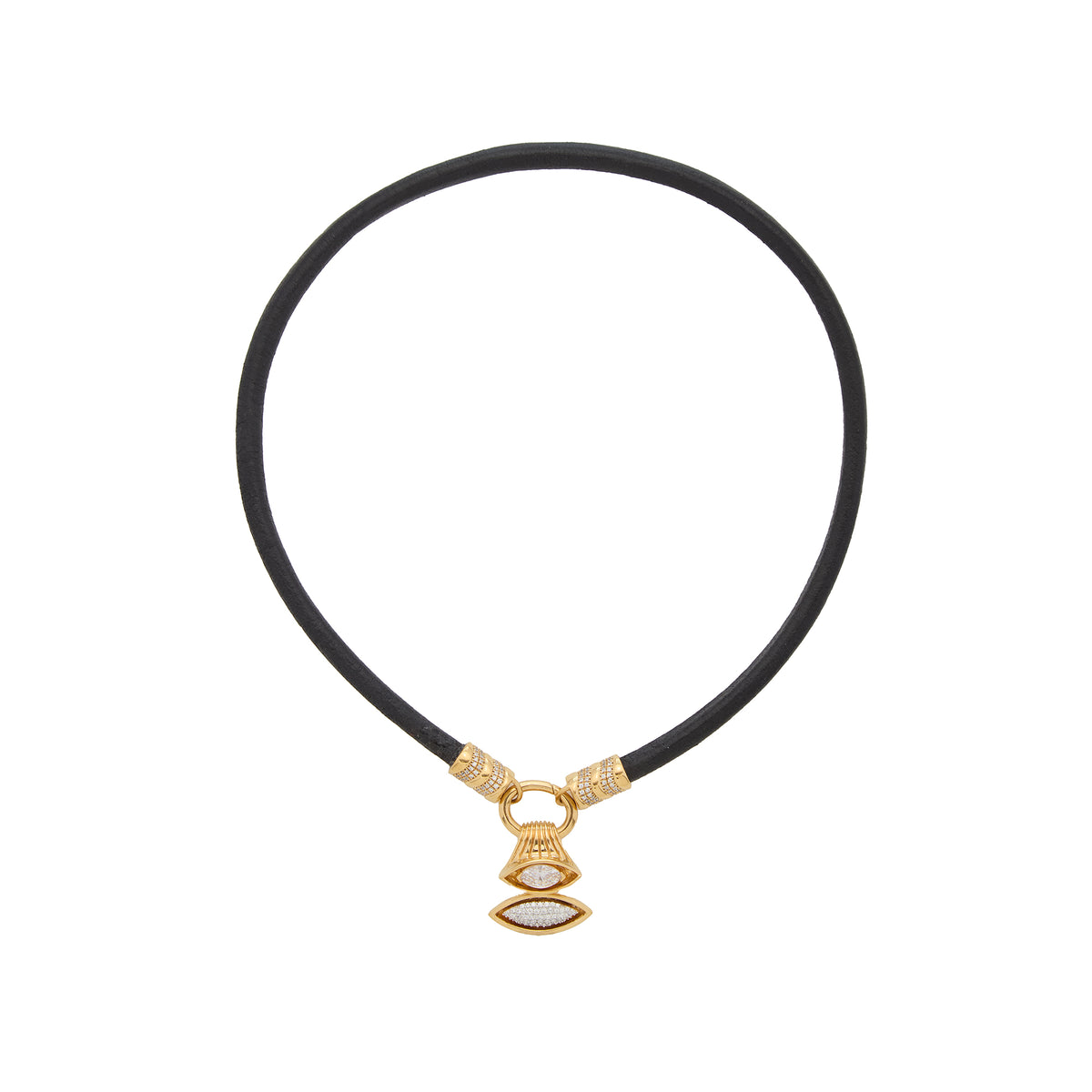 Pietre Double  Pendant - Small Gem/Pave