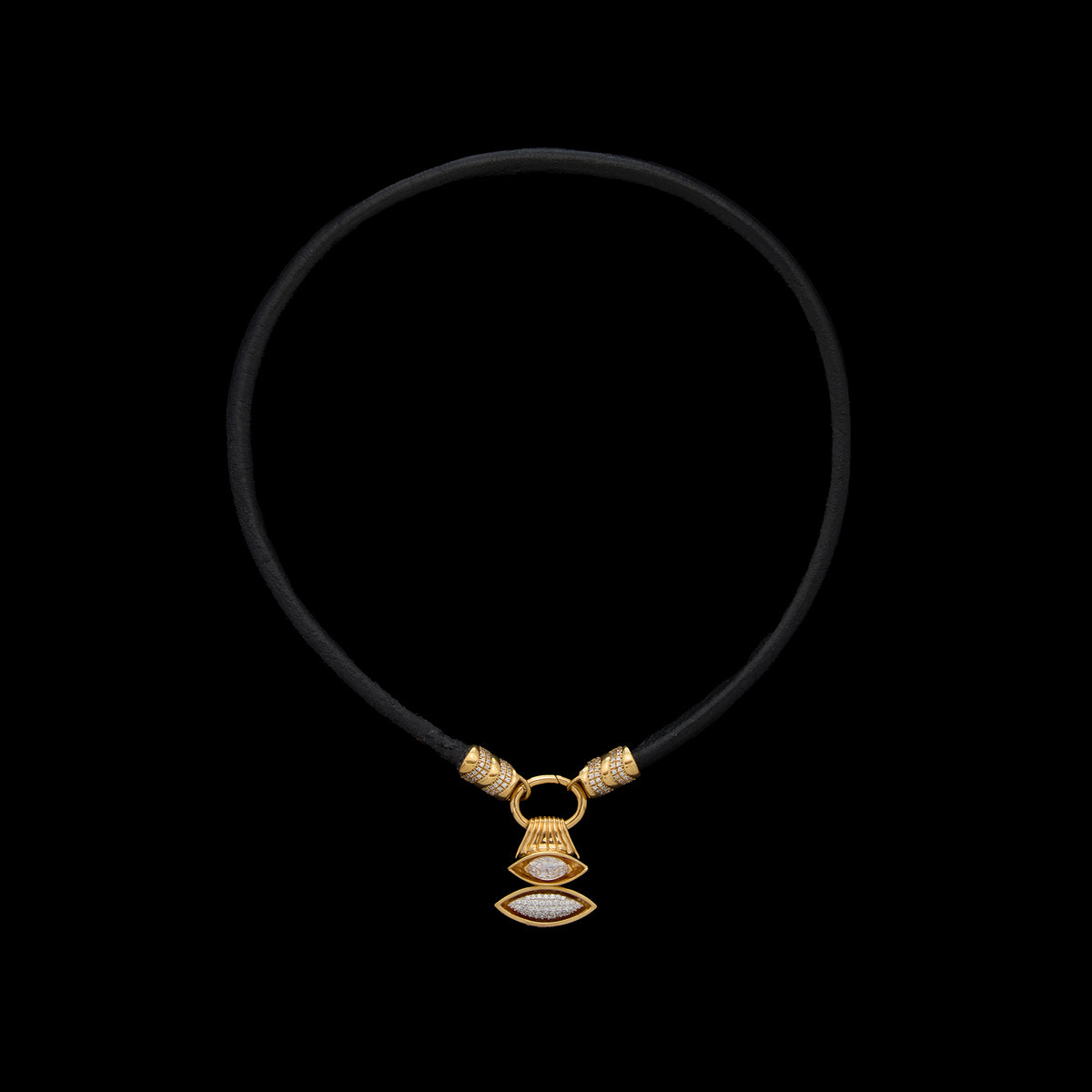 Pietre Double  Pendant - Small Gem/Pave