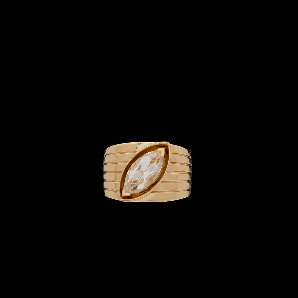 Pietre Wide Band Ring - Medium -White Topaz