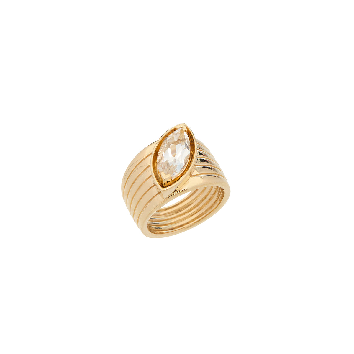 Pietre Wide Band Ring - Medium -White Topaz
