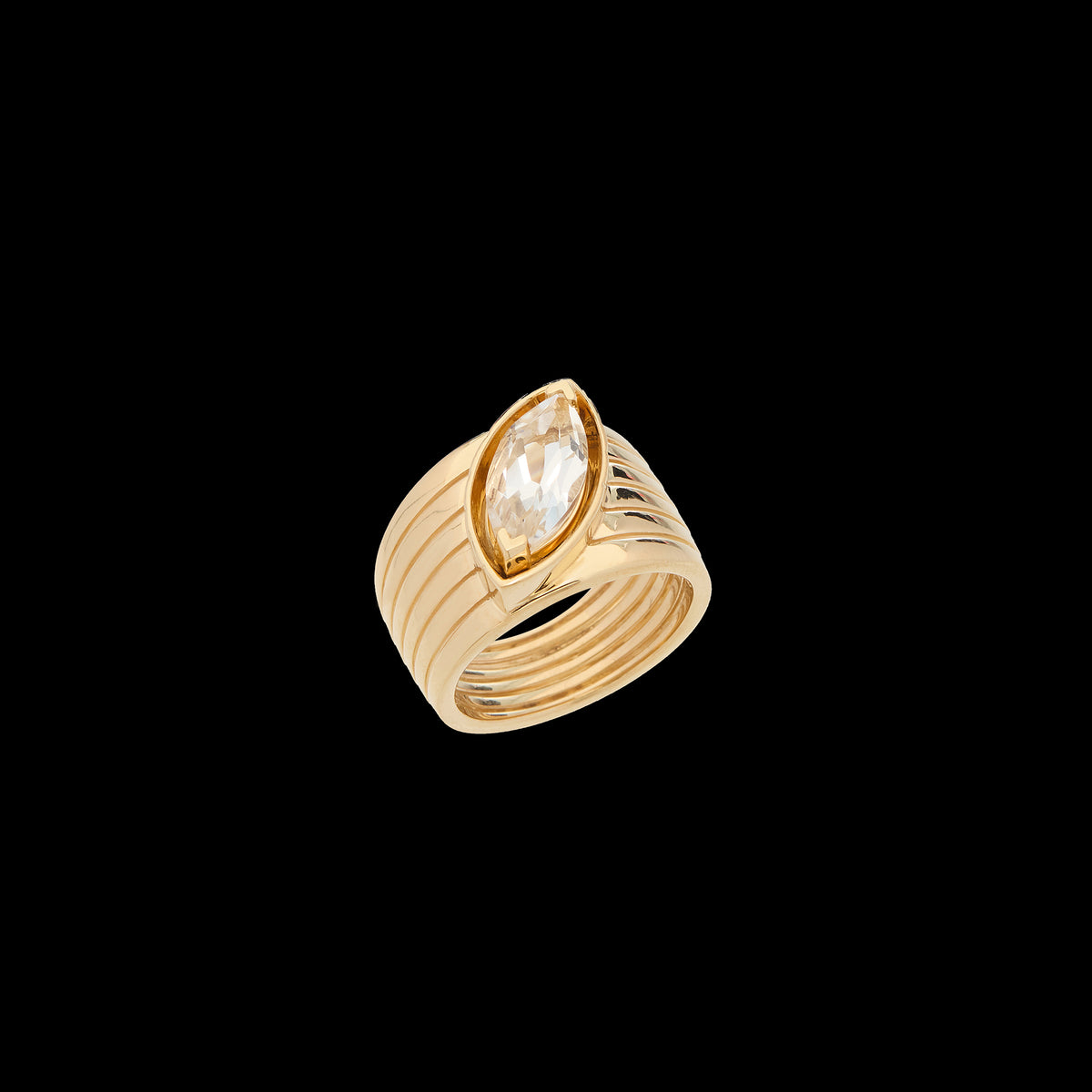 Pietre Wide Band Ring - Medium -White Topaz