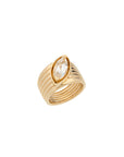 Pietre Wide Band Ring - Medium -White Topaz