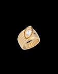 Pietre Wide Band Ring - Medium -White Topaz