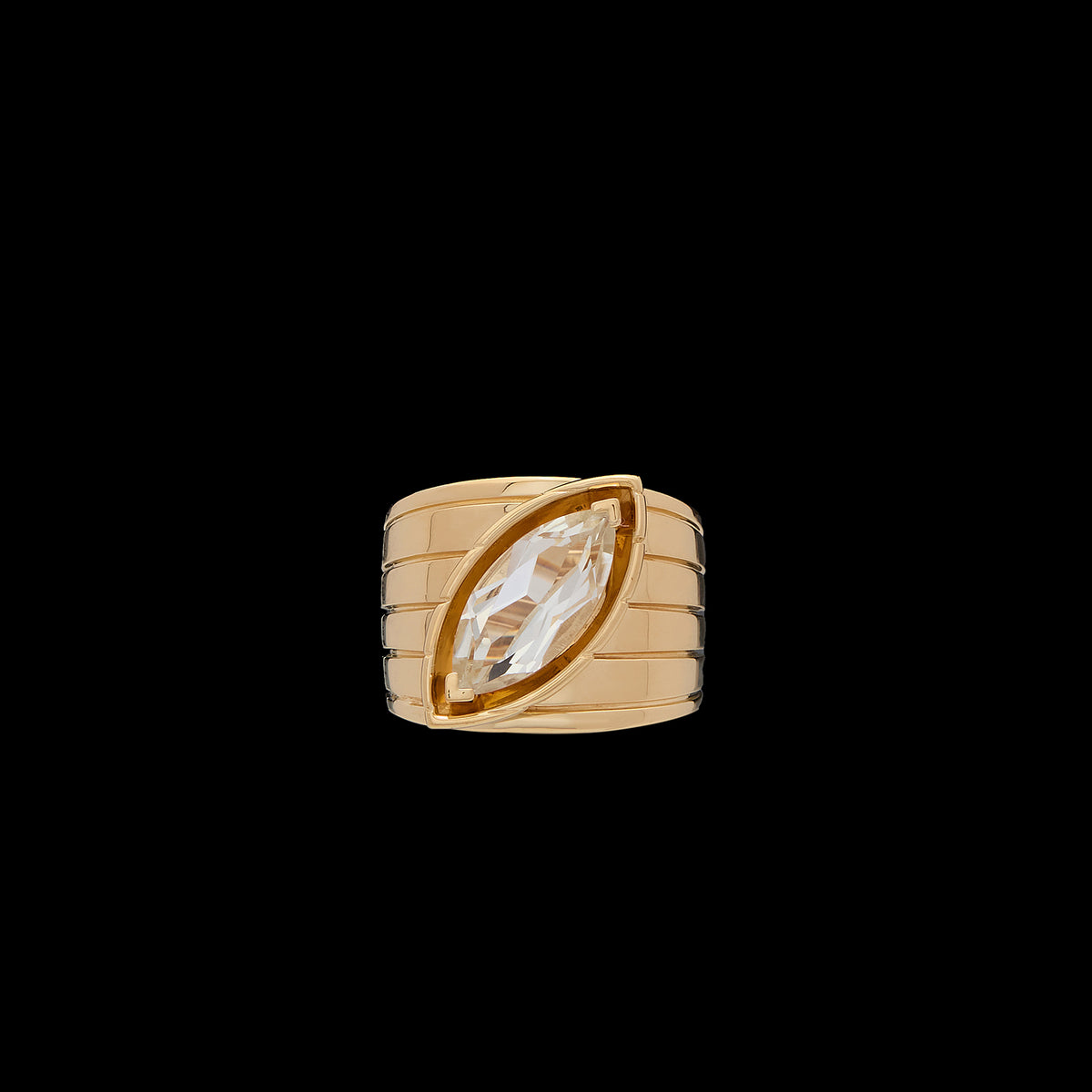Pietre Wide Band Ring - Large - White Topaz