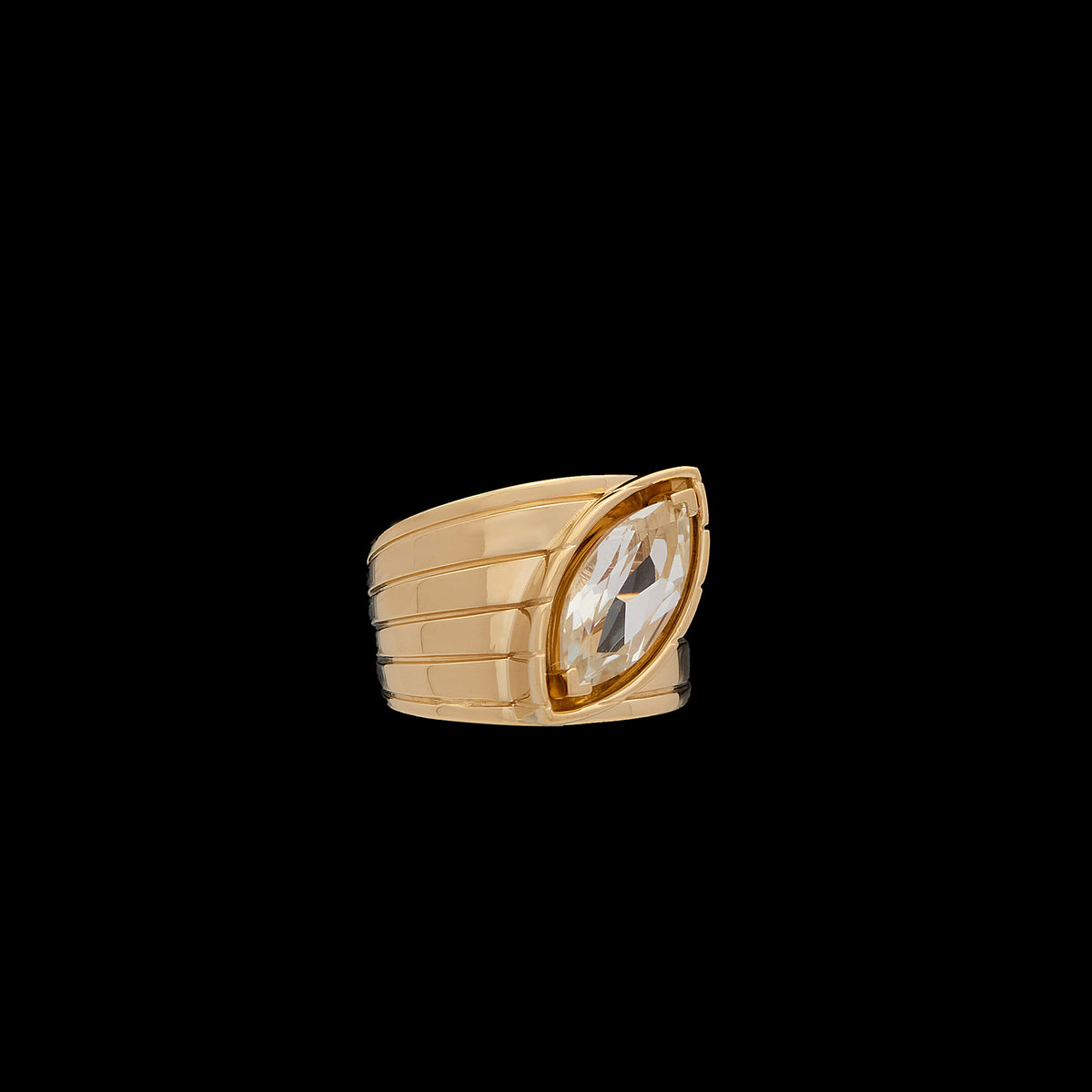 Pietre Wide Band Ring - Large - White Topaz