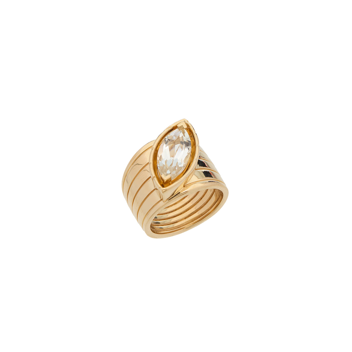 Pietre Wide Band Ring - Large - White Topaz