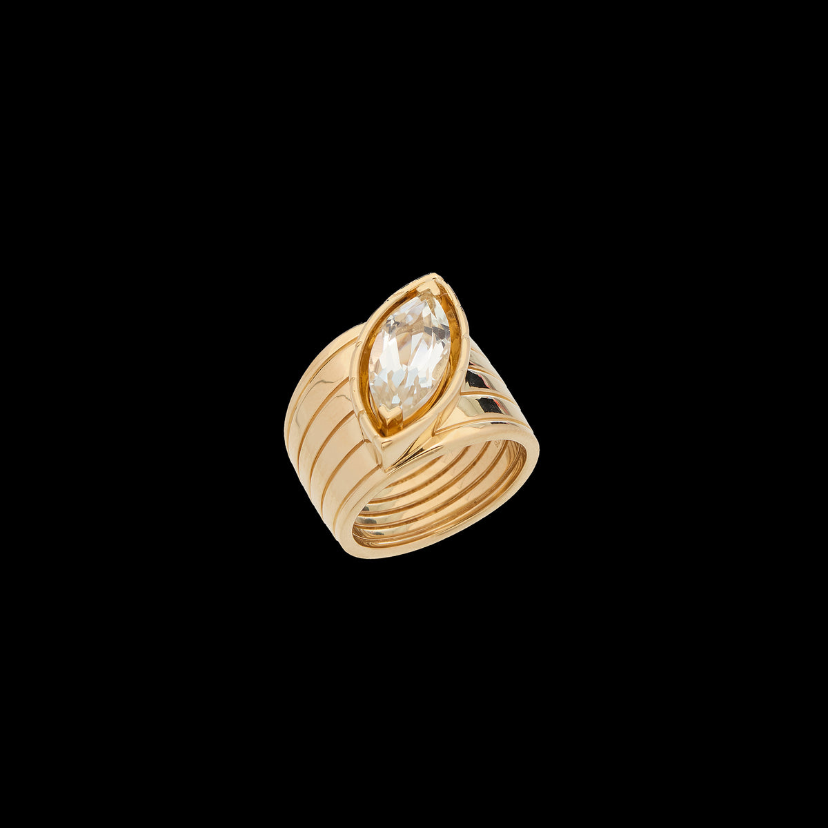 Pietre Wide Band Ring - Large - White Topaz