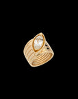 Pietre Wide Band Ring - Large - White Topaz