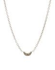 Luna Mini Necklace - Silver with Brown Diamond Pave