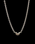Luna Mini Necklace - Silver with Brown Diamond Pave