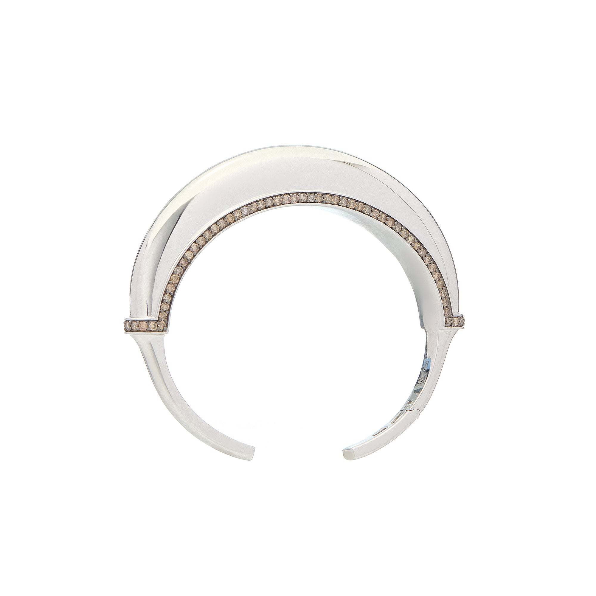 Luna Cuff - Silver Brown Diamond Detail