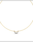 Luna Mini Wire Necklace - White & Yellow Gold with Diamond Pave Detail