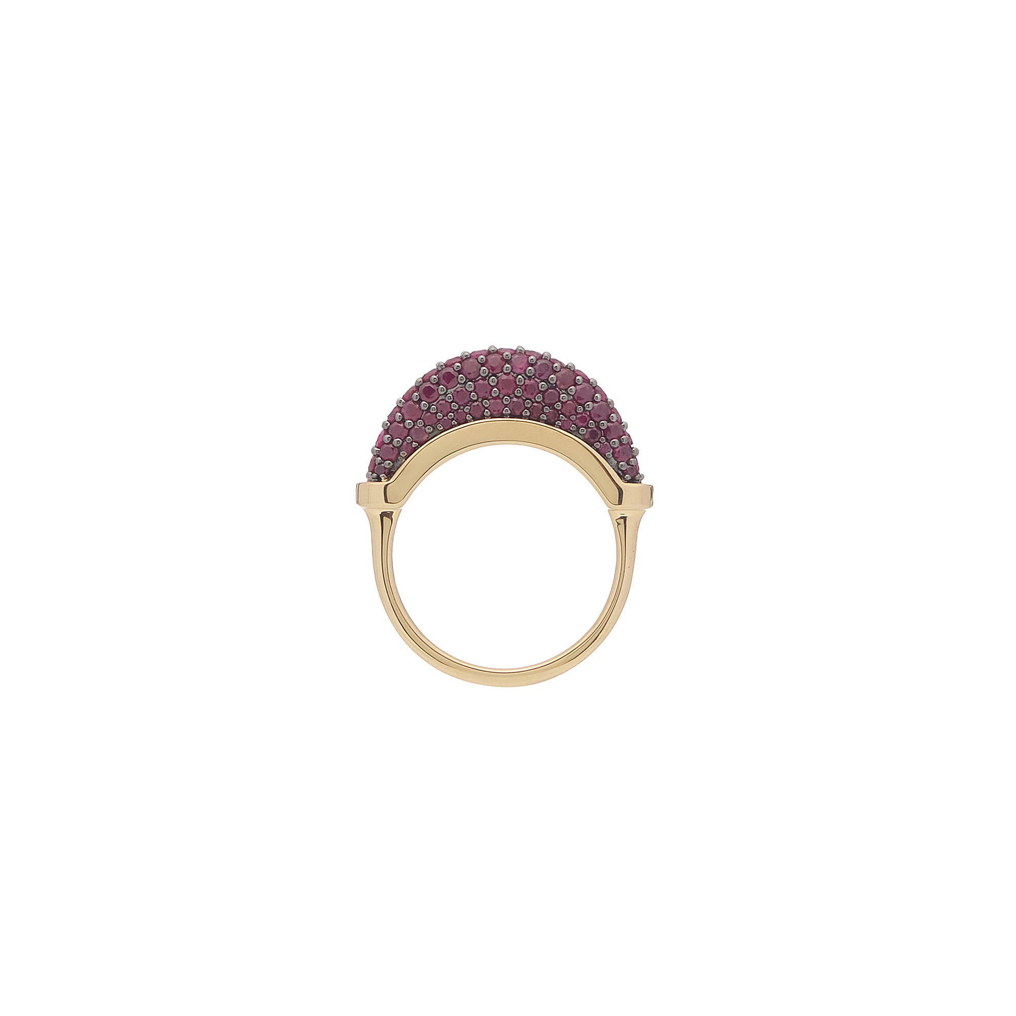 Luna Micro Ring - Gold White Dark Ruby  Pave